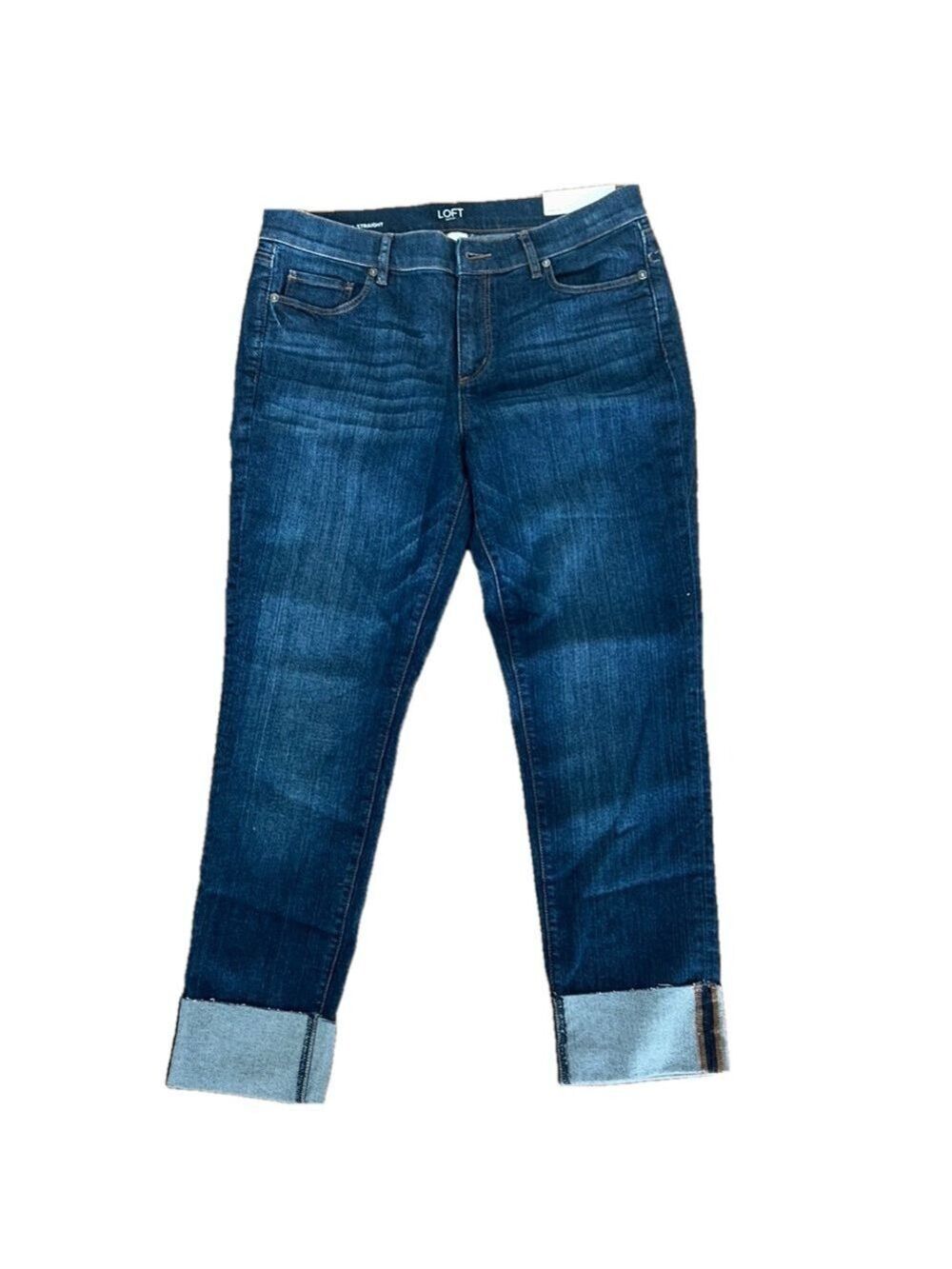 NWT: LOFT: Original Straight: Dark Blue Jeans. Size 10